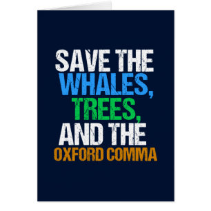 Die Oxford Comma Funny Grammar Card gerettet