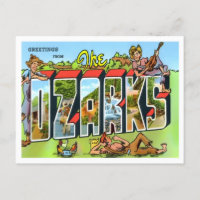 Die Ozarks-Vintage Postkarte der großen Buchstaben