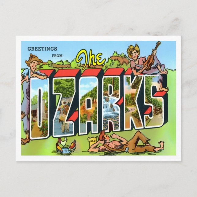 Die Ozarks-Vintage Postkarte der großen Buchstaben (Vorderseite)