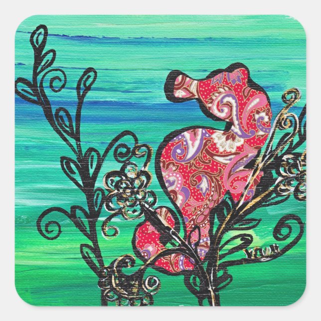 Die Paisley-Seepferd-Aufkleber Quadratischer Aufkleber (Vorderseite)