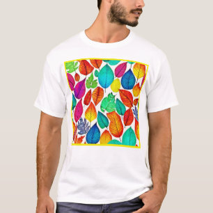 Die Palette der Natur: Farbenvolles Leaf-Design T-Shirt
