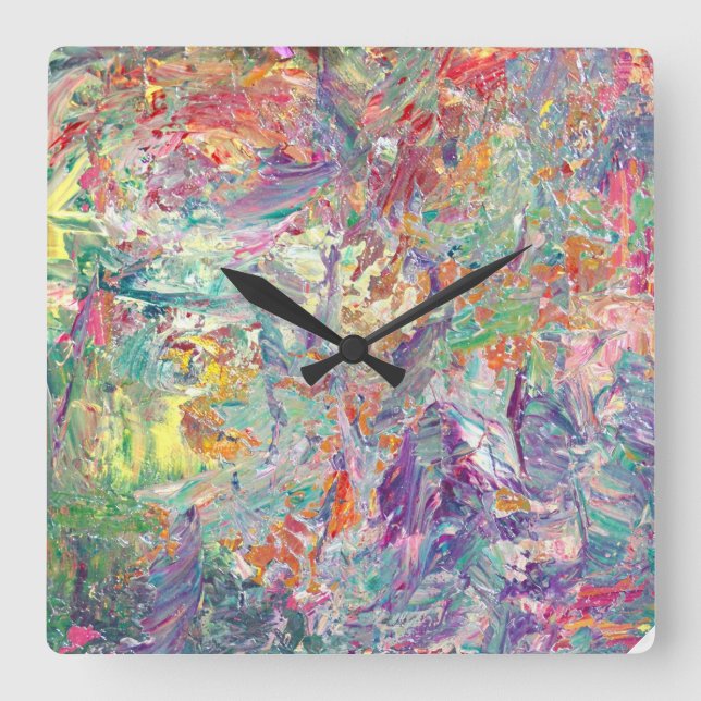 Die Palette des Künstlers Quadratische Wanduhr (Vorderseite)