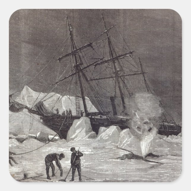 Die Pandora ist im Eis gefangen Quadratischer Aufkleber (Vorderseite)