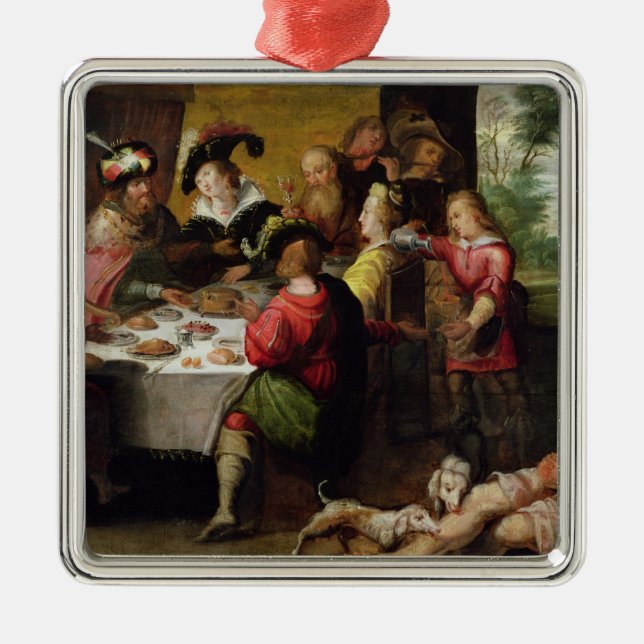 Die Parabel des reichen Mannes und des Lazarus Silbernes Ornament (Vorne)