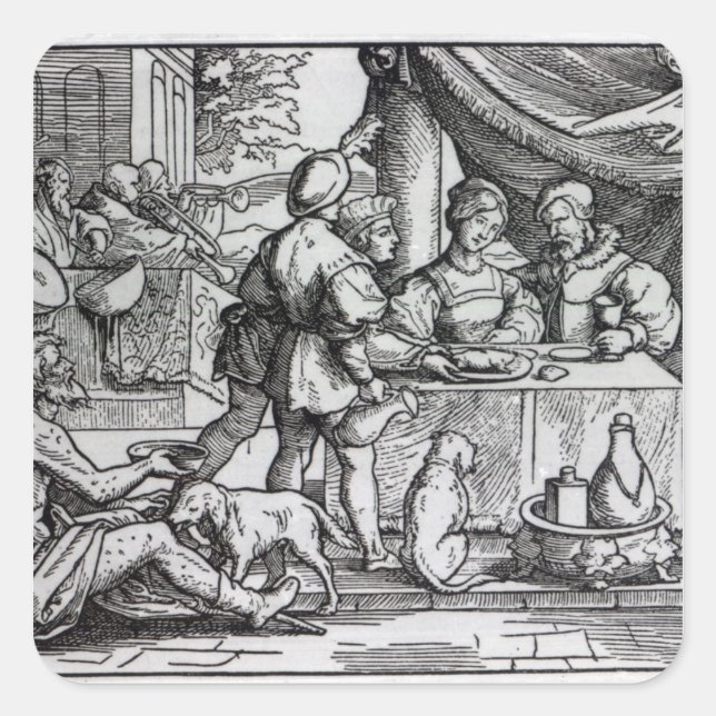 Die Parabel Lazarus und Tauchgänge Quadratischer Aufkleber (Vorderseite)