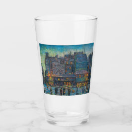 Die Pariser Straße liegt nachts auf (französische  Glas