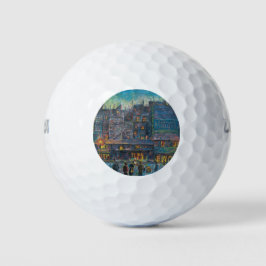 Die Pariser Straße liegt nachts auf (französische  Golfball