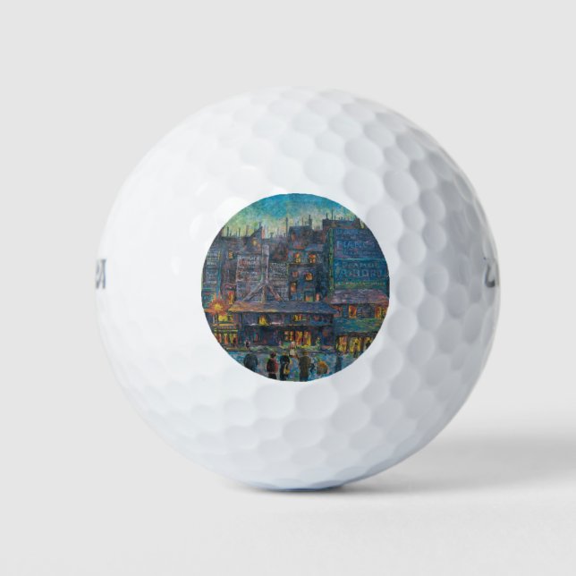 Die Pariser Straße liegt nachts auf (französische  Golfball (Vorderseite)