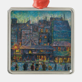 Die Pariser Straße liegt nachts auf (französische  Ornament Aus Metall