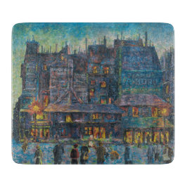 Die Pariser Straße liegt nachts auf (französische  Schneidebrett