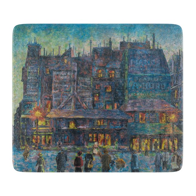 Die Pariser Straße liegt nachts auf (französische  Schneidebrett (Vorderseite)