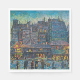 Die Pariser Straße liegt nachts auf (französische  Serviette