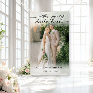 DIE PARTY BEGINNT HIER! Foto-Hochzeitsbanner Banner