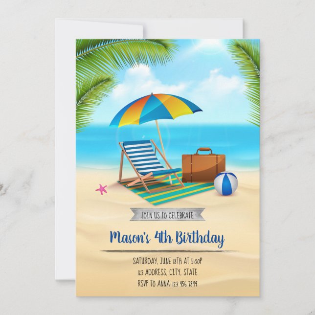 Die Party Einladung am Meer (Vorderseite)
