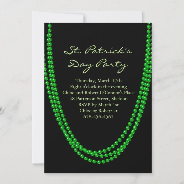 Die Party Einladung des Grüns Bead St. Patrick's D (Vorderseite)