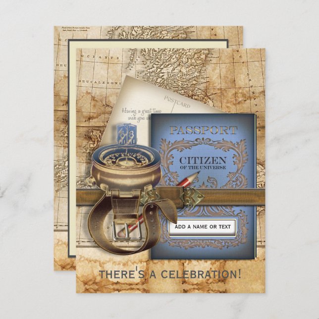 Die Party Einladungen für Reisende und Abschied (Vorne/Hinten)