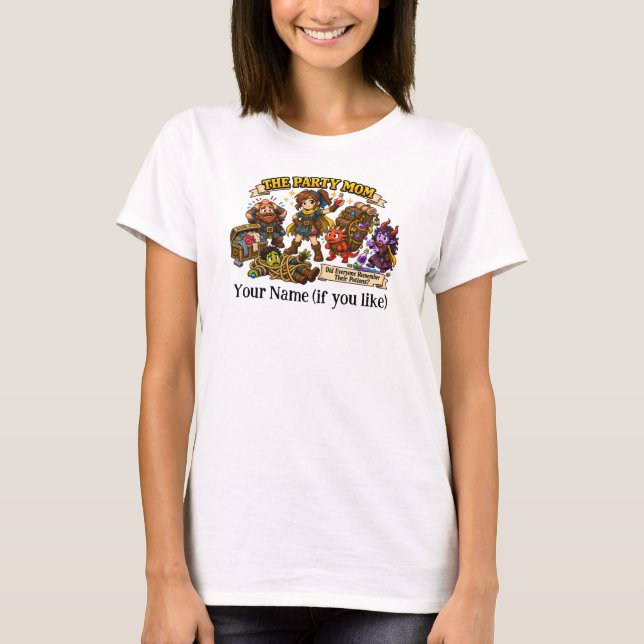 Die Party-Mutter – Lustiger Fantasy-DND-Abenteurer T-Shirt (Vorderseite)
