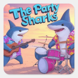 Die Party Sharks Band Quadratischer Aufkleber