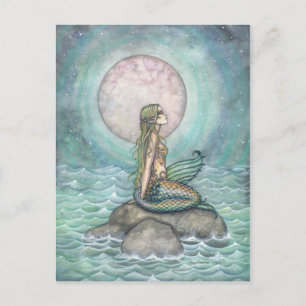 Die Pastell-Meer-Meerjungfrau-Fantasy-Kunst-Postka Postkarte