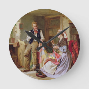 Die Patchwork-Steppdecke Runde Wanduhr