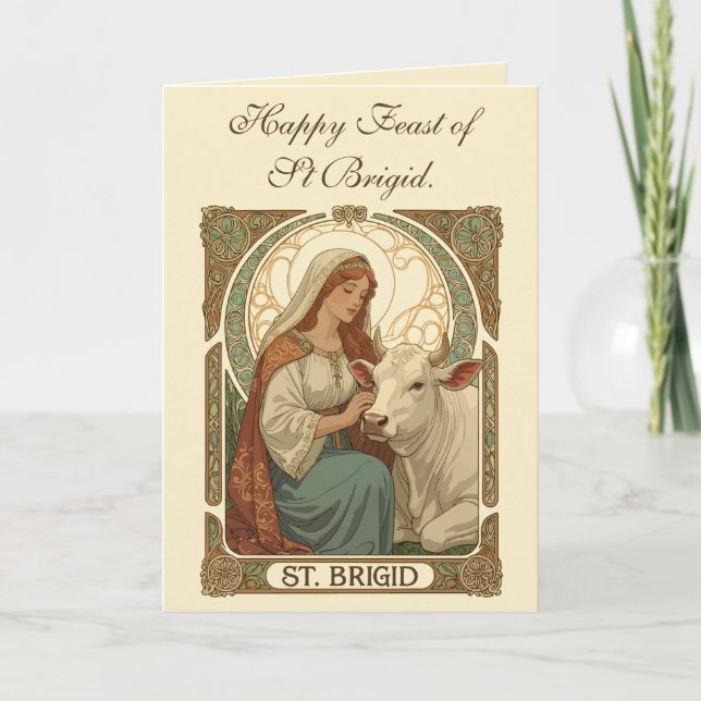Die Patronin der Milchmädchen St. Brigid Karte (Vorderseite)