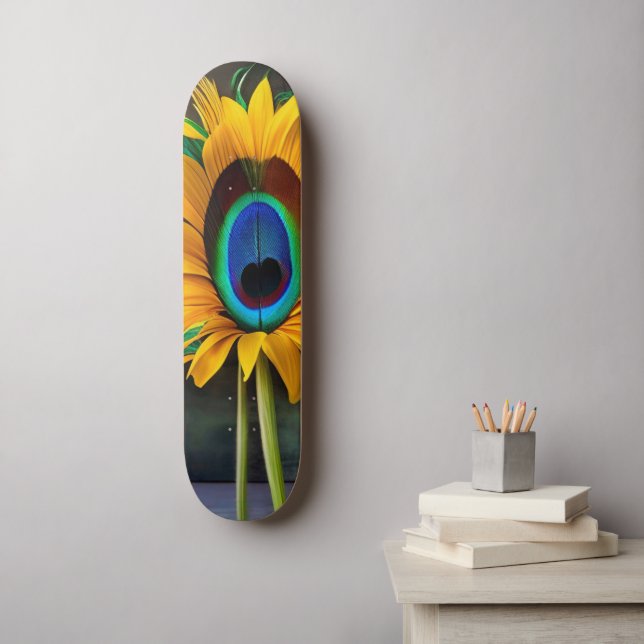 Die Peacock Sunfeather-Blume Skateboard (Wandkunst)
