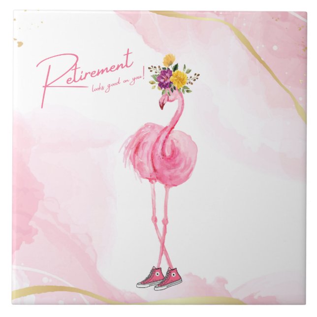 Die Pensionierung steht dir gut! Flamingo in Sneak Fliese (Vorderseite)
