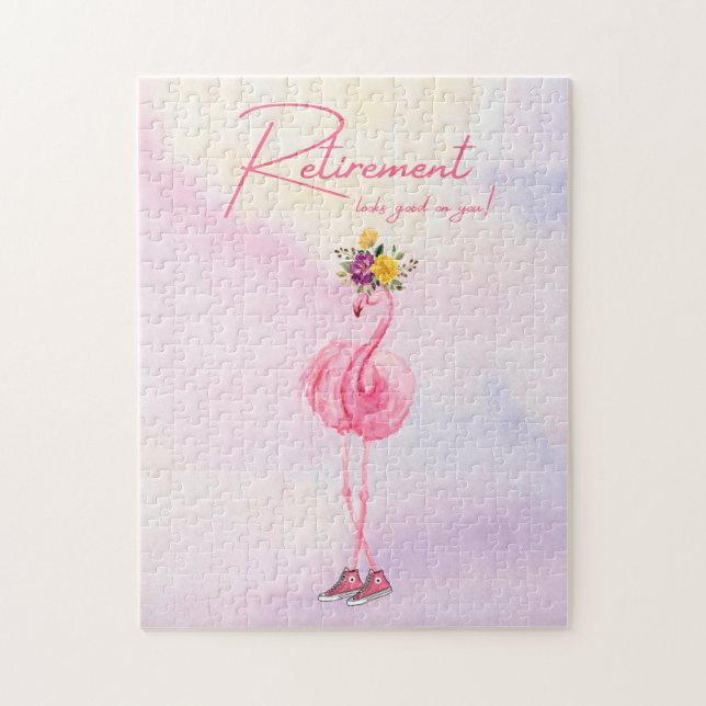 Die Pensionierung steht dir gut! Flamingo in Sneak Puzzle (Vertikal)