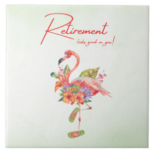 Die Pensionierung steht dir gut! Tropical Flamingo Fliese