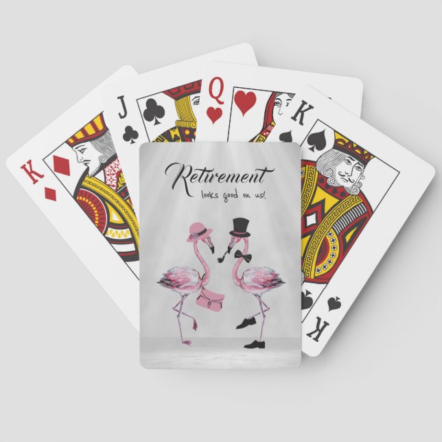 Die Pensionierung steht uns gut! Chic Classy Flami Spielkarten (Rückseite)