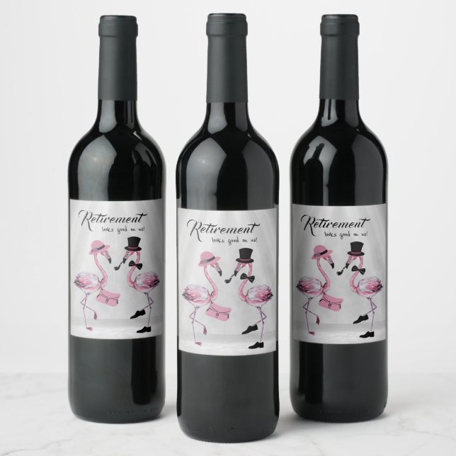 Die Pensionierung steht uns gut! Chic Classy Flami Weinetikett (Flaschen)