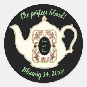 Die perfekte Mischung aus Porzellan Teapot-Hochzei Runder Aufkleber