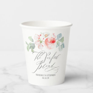 Die perfekte Mischung eleganter rosa Blume Hochzei Pappbecher