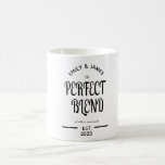 Die perfekte Mischung für Hochzeiten Kaffeetasse<br><div class="desc">Die perfekte Mischung. Wir sind die perfekte Mischung aus Chaos und Ruhe. Er ist der Hurrikan, ich bin das Auge des Sturms. Gemeinsam machen wir eine Hölle eines Wettersystems. Fügen Sie Ihrer Hochzeit oder Ihrem Brautparty eine lustige Touch von Farbe und einzigartigem Stil hinzu. Der perfekte Sake für Ihre Gäste!...</div>