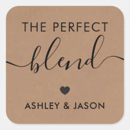 Die perfekte Mischung für Kaffeeaufkleber, Hochzei Quadratischer Aufkleber