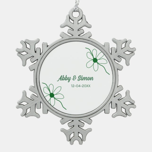 Die perfekte Passform fügt die Textur von Paaren m Schneeflocken Zinn-Ornament (Vorderseite)