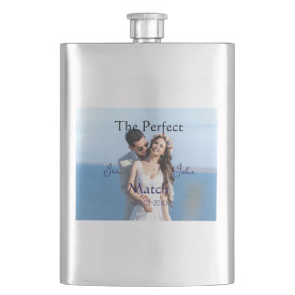 die perfekte Übereinstimmung Hochzeit blau Name Fo Flachmann