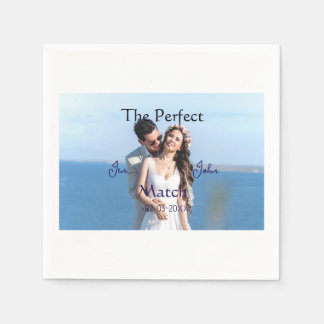 die perfekte Übereinstimmung Hochzeit blau Name Fo Serviette