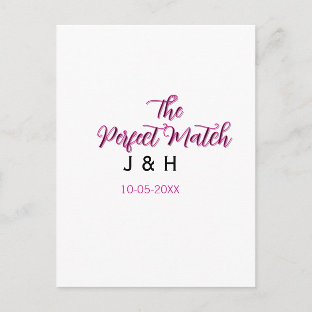 Die perfekte Übereinstimmung rosa schwarzer Name D Postkarte (Vorderseite)