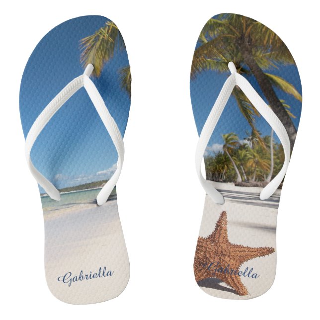 Die personalisierte Palme-Strand-Szene drehen Flip Flops (Fußbett)