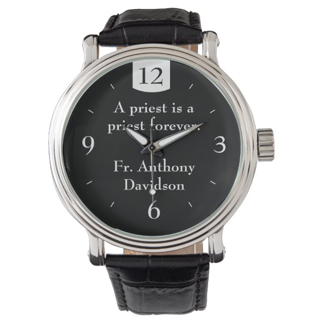Die Personalisierte Schwarze E-Watch des Priesters Armbanduhr (Vorderseite)