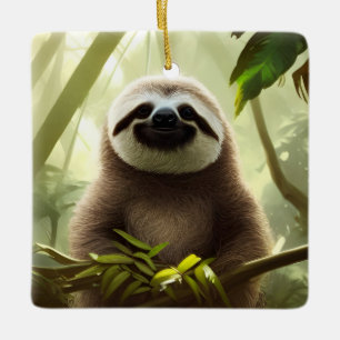 Die Personalisierte Sloth Digital Art Keramikornament