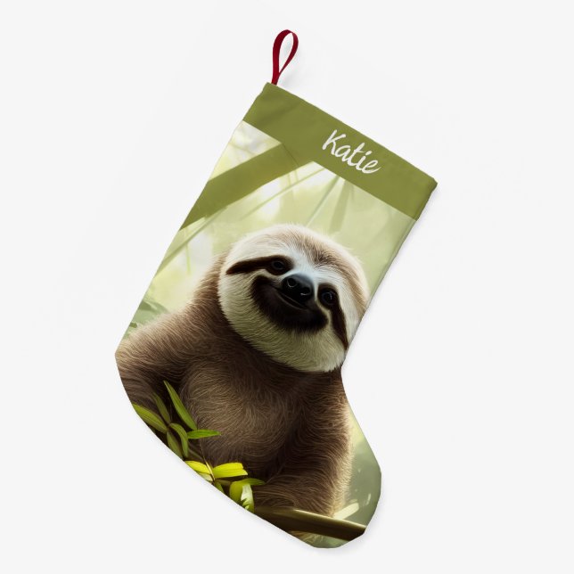 Die Personalisierte Sloth Digital Art Kleiner Weihnachtsstrumpf (Vorderansicht (hängend))