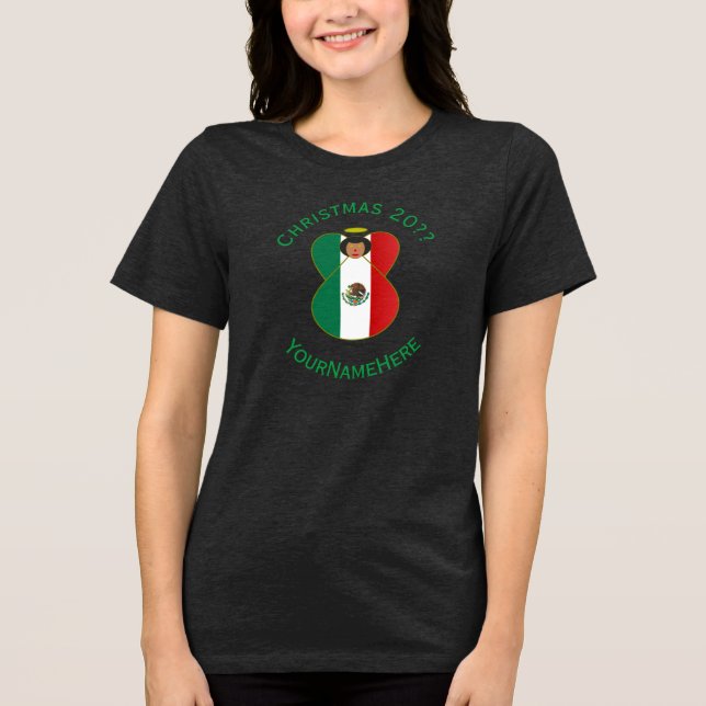 Die Personalisierte Weihnachtsflagge des mexikanis Tri-Blend Shirt (Vorderseite)
