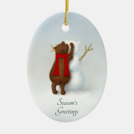 Die Personalisierte Winterlandschaft des Snowbären Keramik Ornament