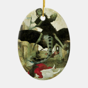 Die Pest von Arnold Böcklin, Vintage Symbolismus Keramikornament