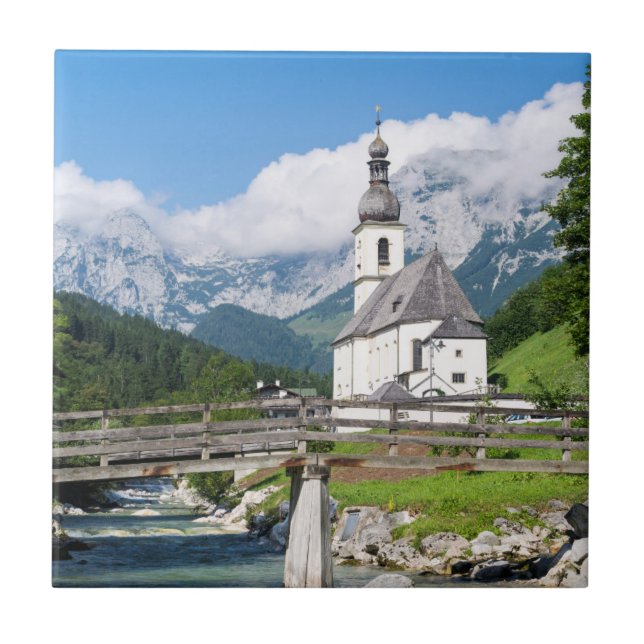 Die Pfarrkirche Ramsau in Bayern, Deutschland Fliese (Vorderseite)