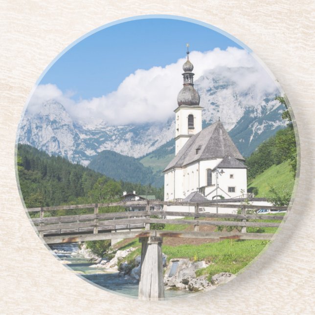 Die Pfarrkirche Ramsau in Bayern, Deutschland Sandstein Untersetzer (Vorne)