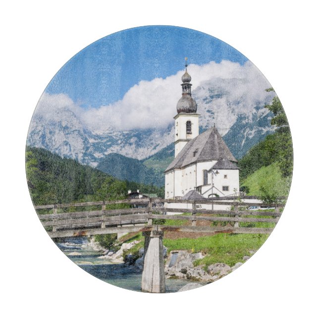 Die Pfarrkirche Ramsau in Bayern, Deutschland Schneidebrett (Vorderseite)