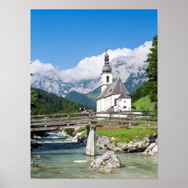 Die Pfarrkirche Ramsau in Bayern Poster (Vorne)
